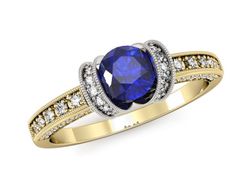 Pierścionek z szafirem i diamentami złoto 585 - p16083zbszc