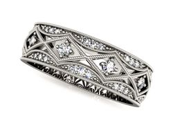 Pierscionek Obrączka z brylantami białe złoto 585 - p16085b