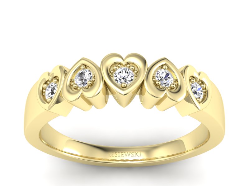 Złoty pierścionek z diamentami żółte złoto 585 - p16088z - 1