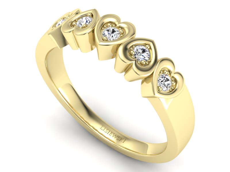 Złoty pierścionek z diamentami żółte złoto 585 - p16088z - 3