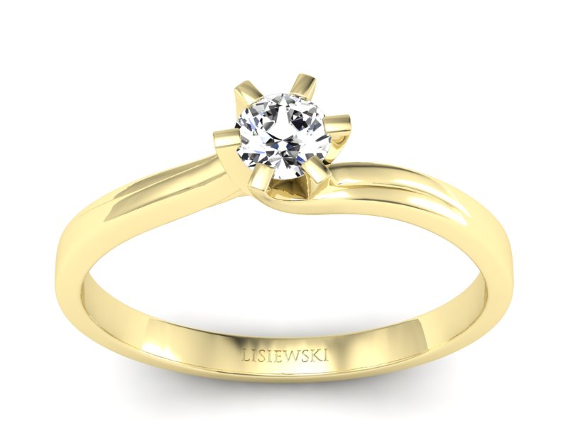 Pierścionek zaręczynowy z brylantem żółte złoto - p16091z - 1