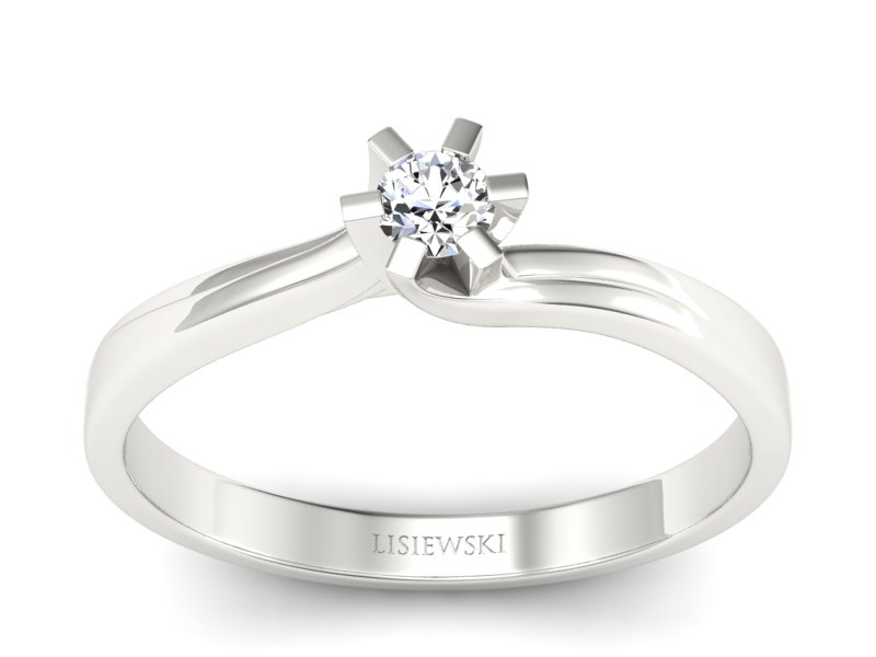 Złoty pierścionek z brylantem białe złoto - p16092b - 1