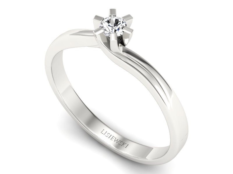 Złoty pierścionek z brylantem białe złoto - p16092b_Si - 3