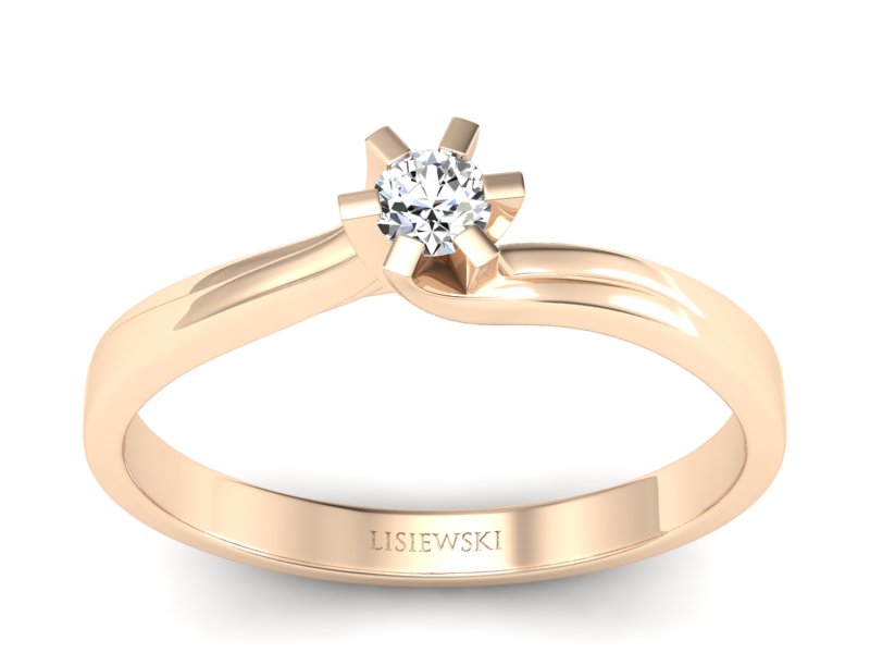 Pierścionek zaręczynowy z diamentem złoty - p16092c - 1
