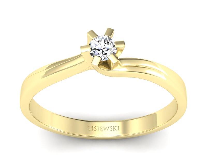 Złoty pierścionek z brylantem żółte złoto - p16092z - 1