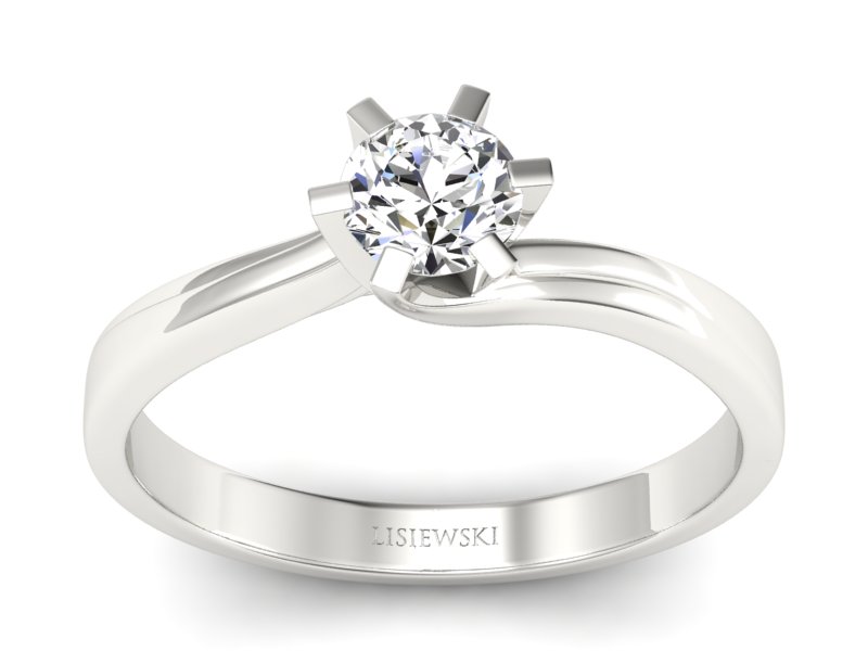 Pierścionek zaręczynowy z brylantem białe złoto - p16093b - 1