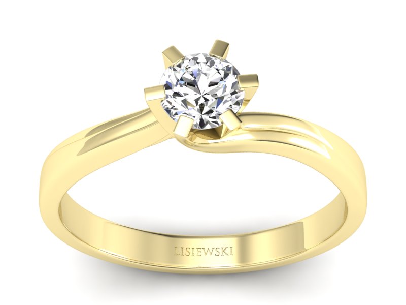 Złoty pierścionek z brylantem żółte złoto - p16093z - 1