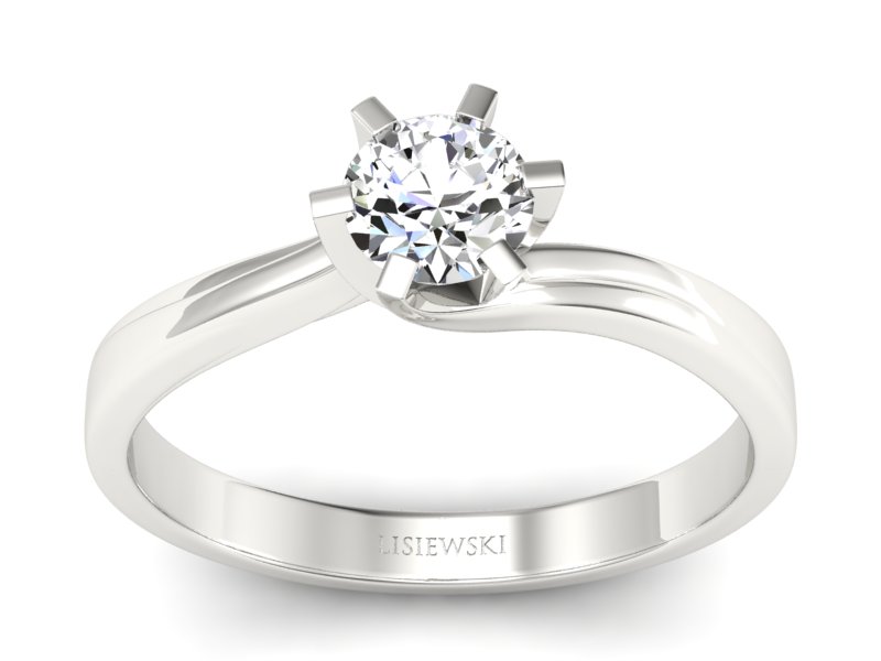Pierścionek zaręczynowy z brylantem białe złoto - p16094b - 1