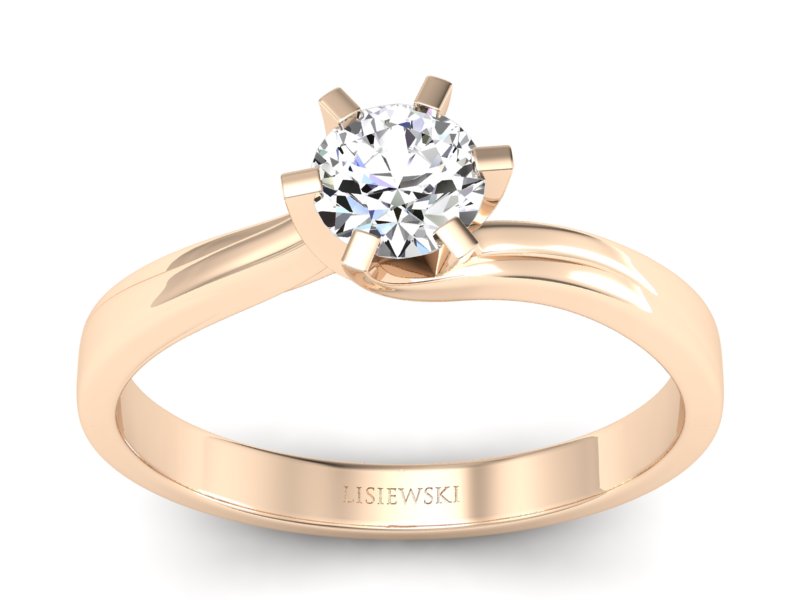 Złoty pierścionek z brylantem różowe złoto - p16094c - 1