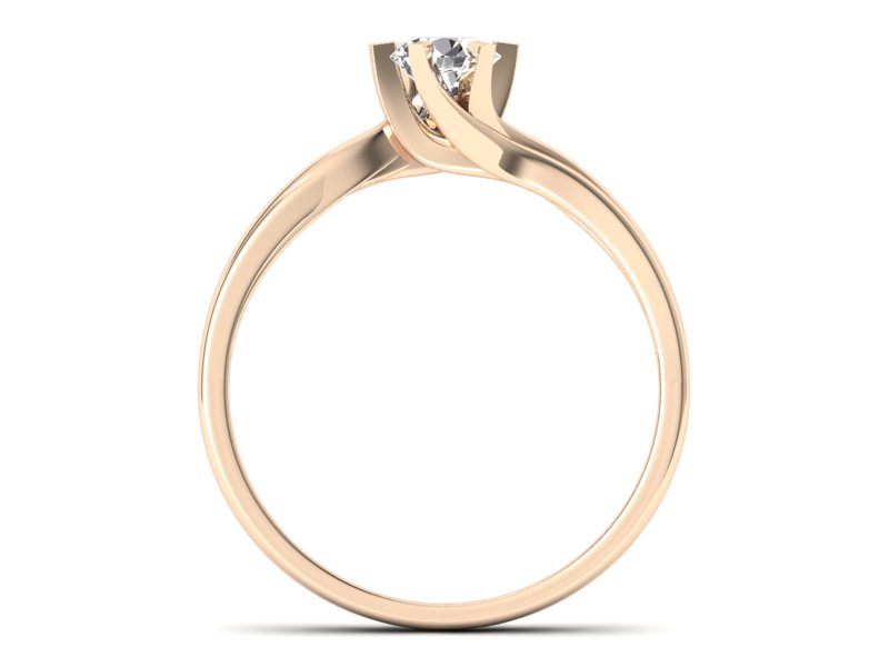 Złoty pierścionek z brylantem różowe złoto - p16094c - 2