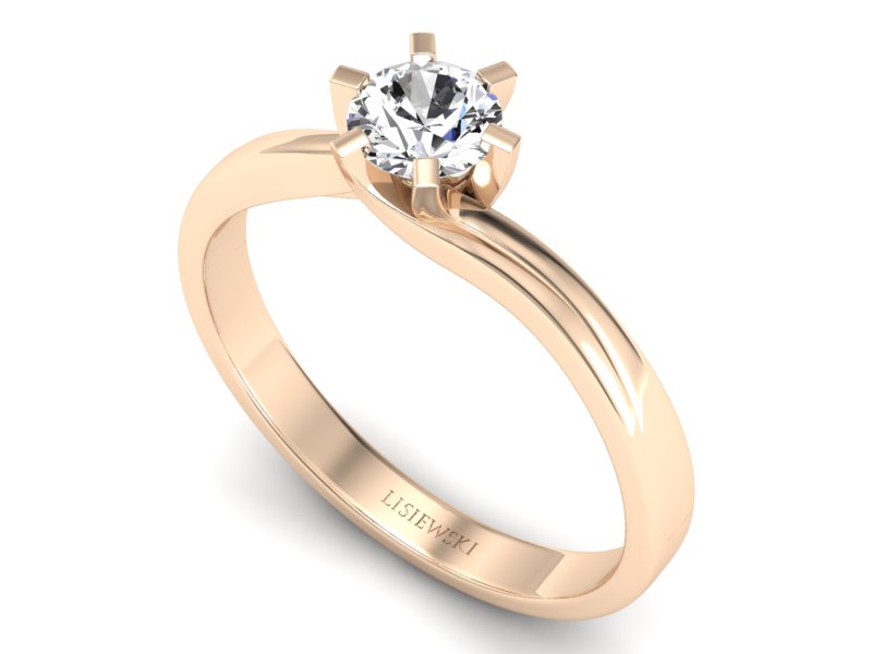 Złoty pierścionek z brylantem różowe złoto - p16094c - 3