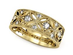Obrączka z brylantami żółte złoto próba 585 - p16095z