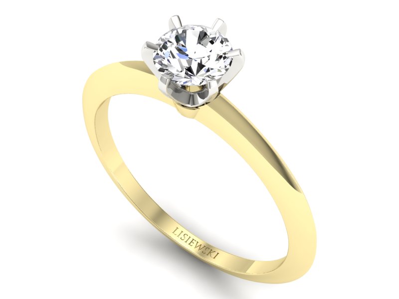 Pierścionek z brylantem z białego i żółtego złota - p16097zb - 3