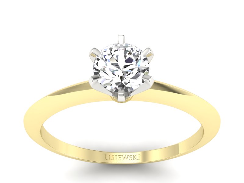 Pierścionek z brylantem z białego i żółtego złota - p16097zb - 1