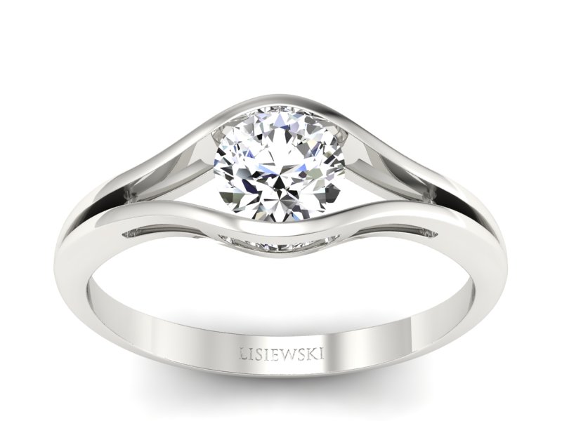 Złoty pierścionek z brylantem białe złoto - p16101b - 1