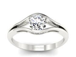 Złoty pierścionek z brylantem białe złoto - p16101b