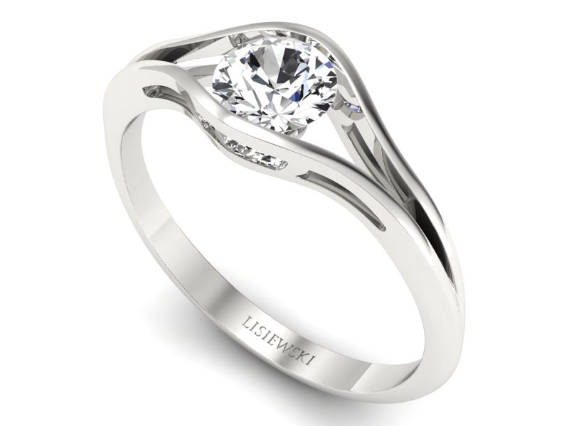 Złoty pierścionek z brylantem białe złoto - p16101b - 3