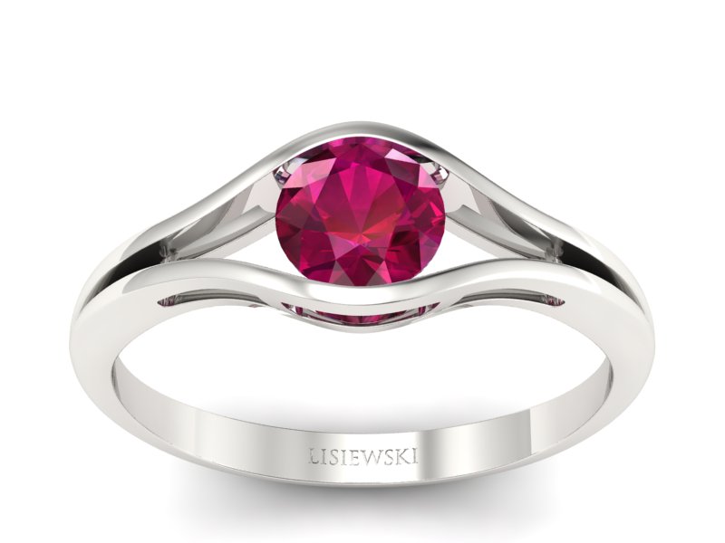 Złoty pierścionek z rubinem białe złoto - p16101br - 1