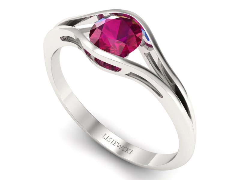 Złoty pierścionek z rubinem białe złoto - p16101br - 3