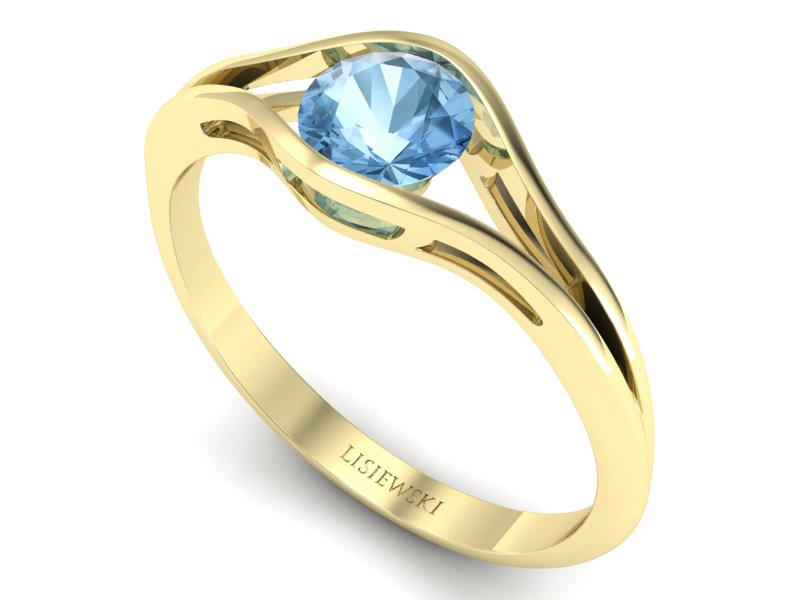 Złoty pierścionek z topazem żółte złoto - p16101za - 3