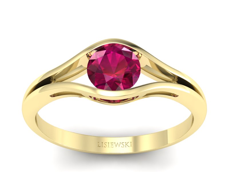 Złoty pierścionek z rubinem żółte złoto - p16101zr - 1