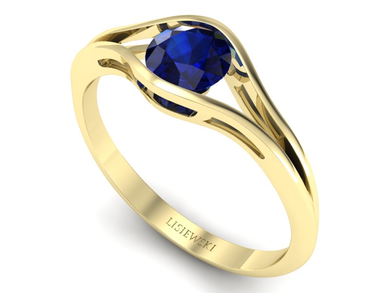 Złoty pierścionek z szafirem żółte złoto - p16101zsz - 3