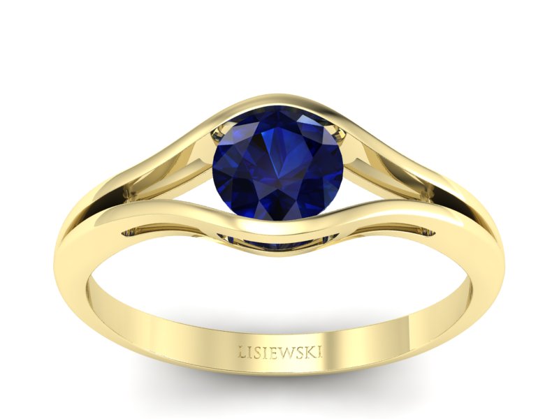 Złoty pierścionek z szafirem żółte złoto - p16101zsz - 1