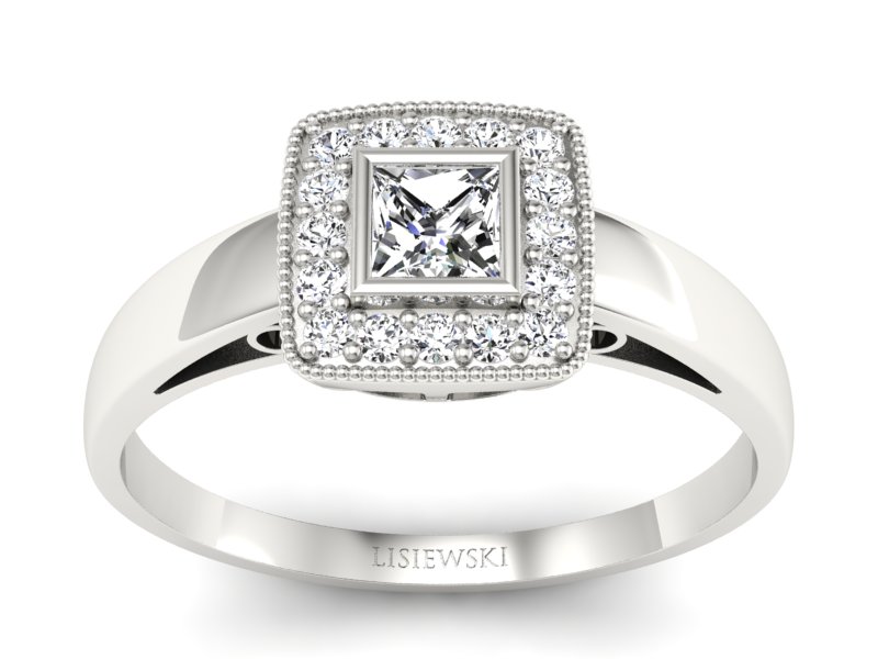 Pierścionek zaręczynowy z diamentami złoto 585 - p16105b - 1