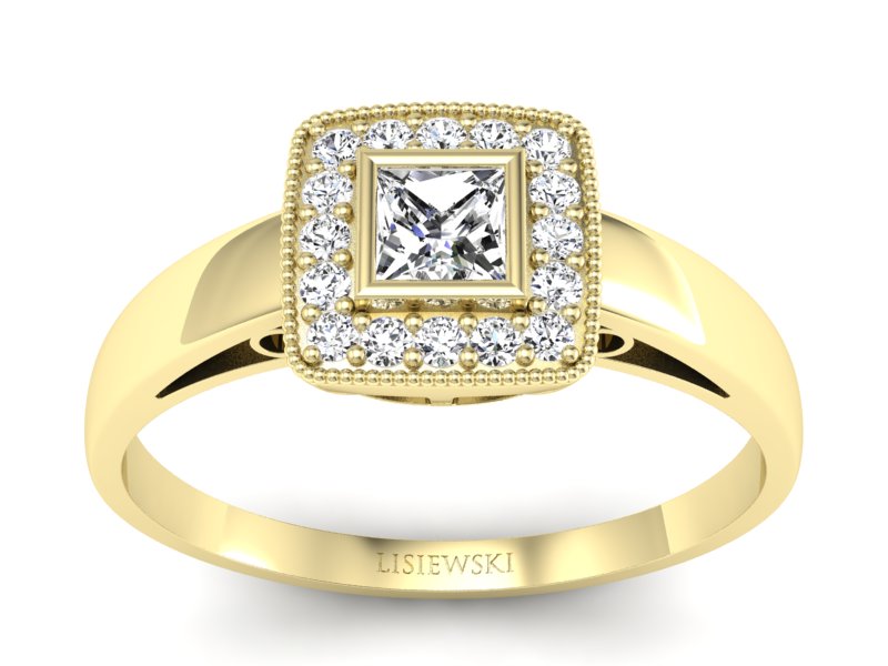 Złoty Pierścionek z diamentami żółte złoto 585 - p16105z - 1