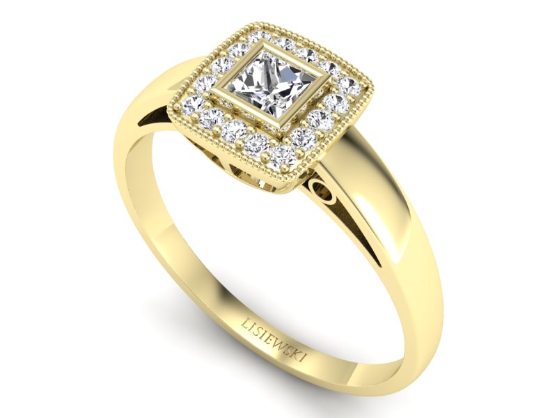 Złoty Pierścionek z diamentami żółte złoto 585 - p16105z - 3