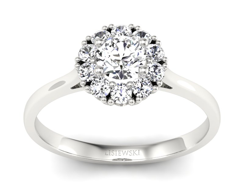 Złoty pierścionek z brylantem białe złoto - p16106b - 1