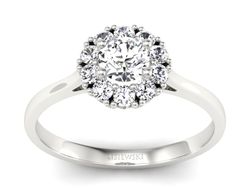 Złoty pierścionek z brylantem białe złoto - p16106b