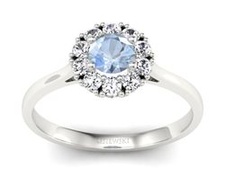 Złoty pierścionek z akwamarynem i brylantami - p16106ba