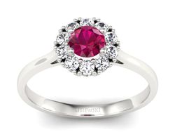 Pierścionek z rubinem i brylantami białe złoto - p16106br
