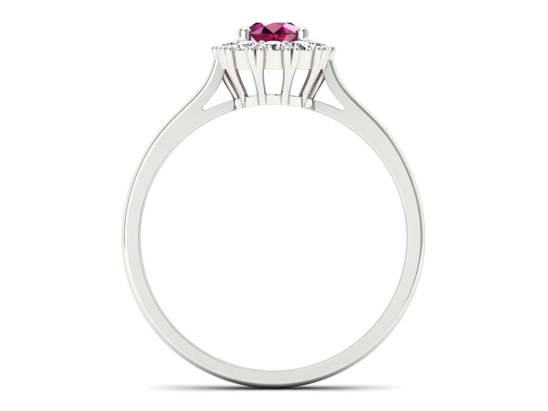 Pierścionek z rubinem i brylantami białe złoto - p16106br - 2