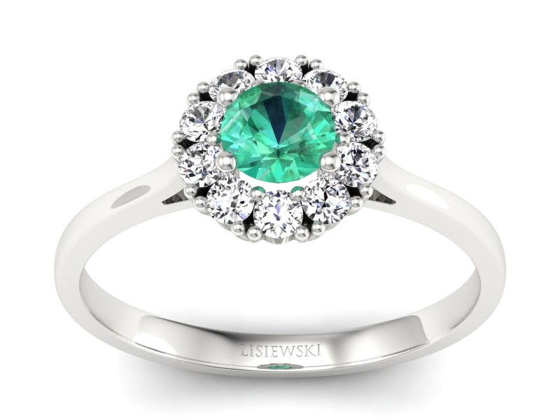 Złoty pierścionek ze szmaragdem i brylantami - p16106bsm - 1