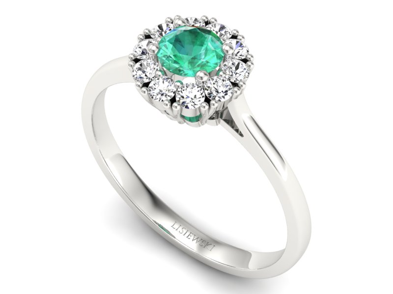 Złoty pierścionek ze szmaragdem i brylantami - p16106bsm - 3