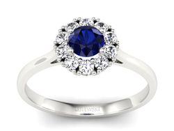 Pierścionek z szafirem i brylantami białe złoto - p16106bsz
