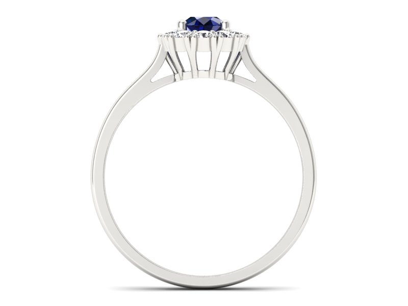 Pierścionek z szafirem i brylantami białe złoto - p16106bsz - 2