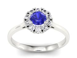 Pierścionek z szafirem i brylantami białe złoto - p16106bszc
