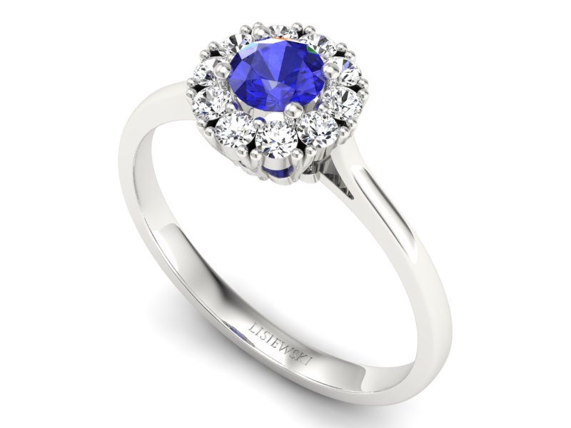 Pierścionek z szafirem i brylantami białe złoto - p16106bszc - 3
