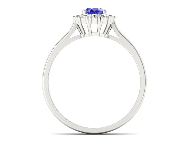 Pierścionek z szafirem i brylantami białe złoto - p16106bszc - 2
