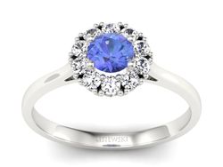 Pierścionek z tanzanitem białe złoto i brylantami - p16106bt