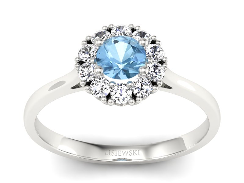 Złoty pierścionek z topazem i brylantami - p16106btop - 1