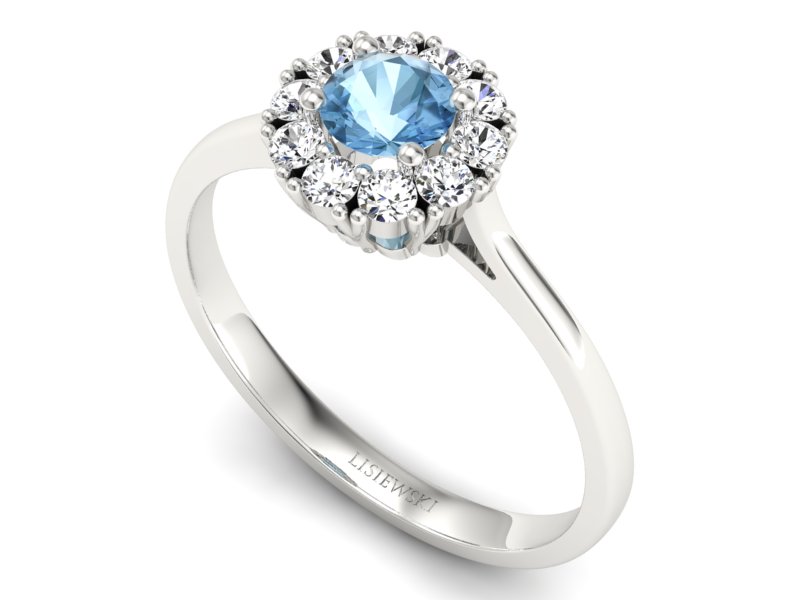 Złoty pierścionek z topazem i brylantami - p16106btop - 3