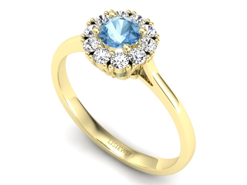 Złoty pierścionek z topazem i brylantami - p16106top - 3