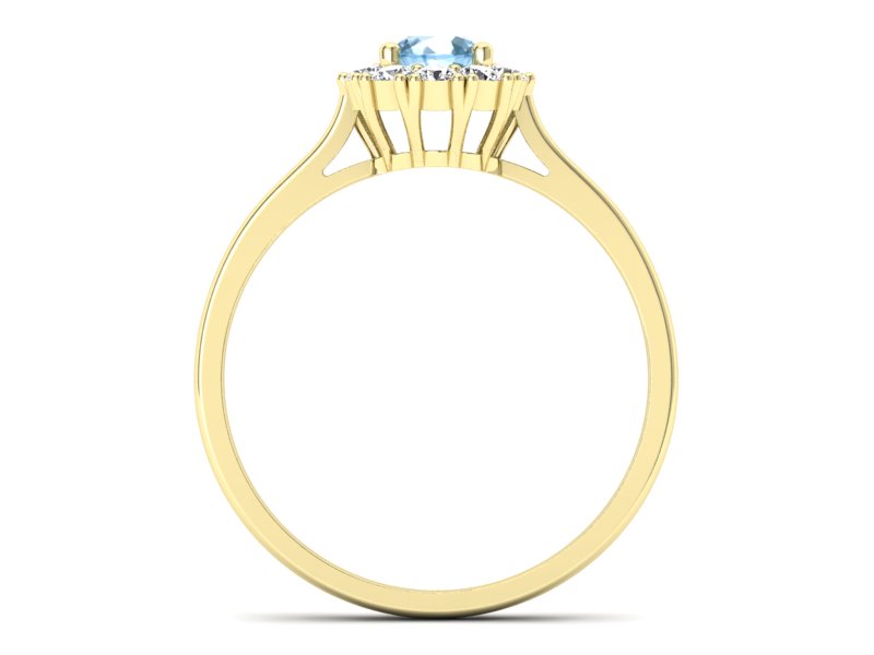 Złoty pierścionek z topazem i brylantami - p16106top - 2