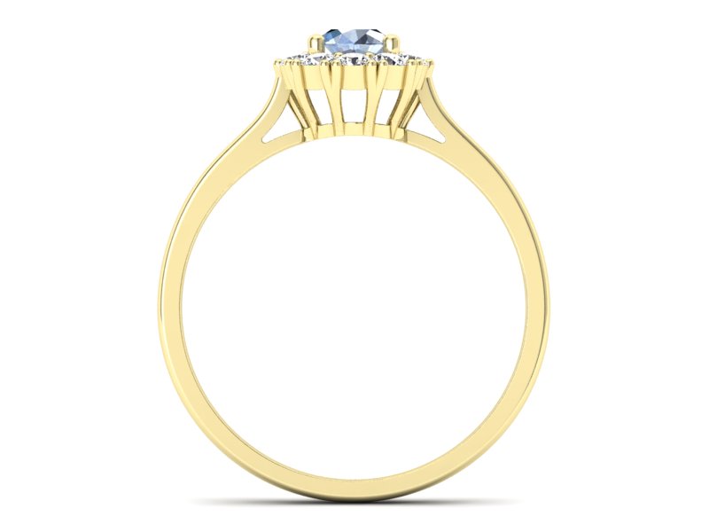 Złoty pierścionek z akwamarynem i diamentami - p16106za - 2