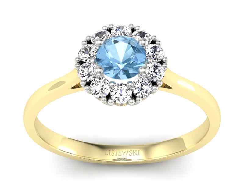 Pierścionek z akwamarynem i brylantem - p16106zba - 1