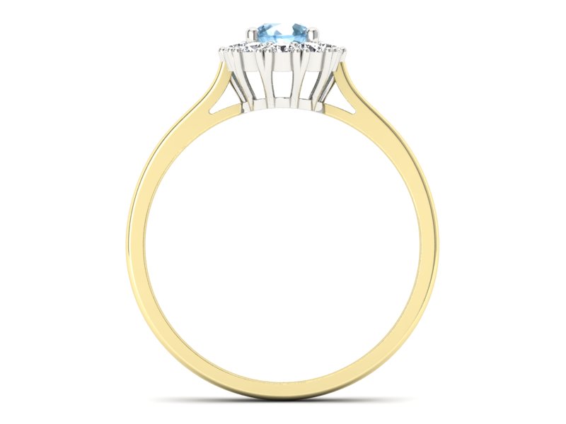 Pierścionek z akwamarynem i brylantem - p16106zba - 2
